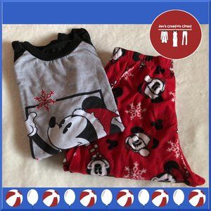 Boy's Disney Mickey Mouse Red, Gray, and Black Flannel Pajama Set
